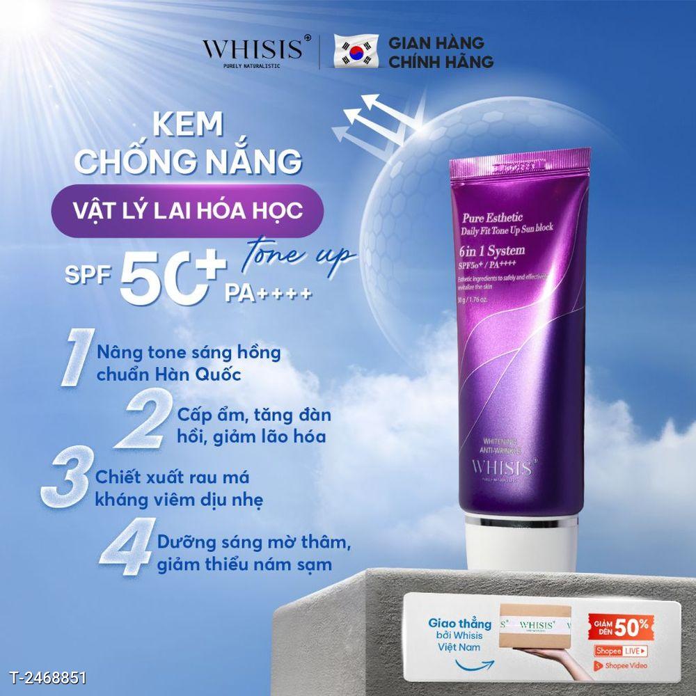 Kem Chống Nắng Nâng Tone Kiềm Dầu WHISIS SPF50+ PA++++ 50g